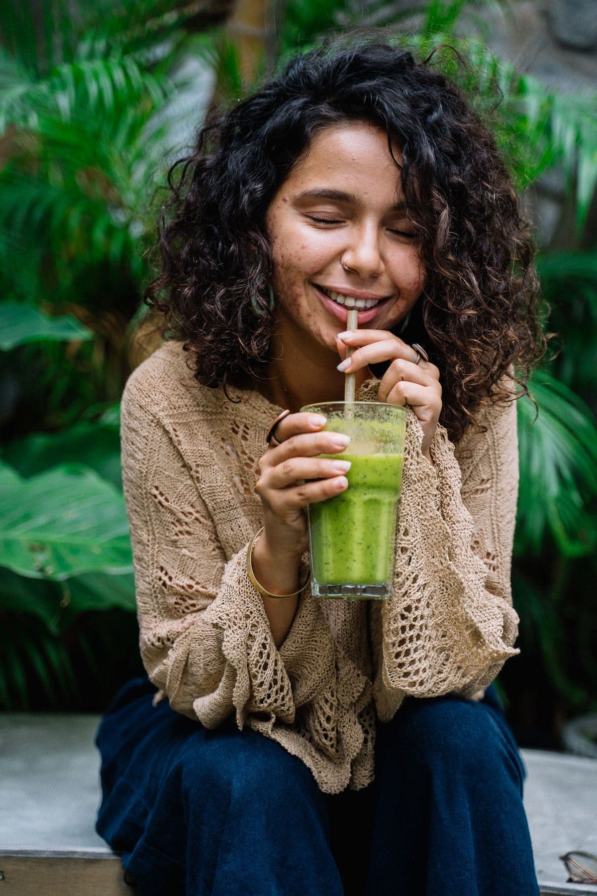 Enjoying a fresh Healthyish green smoothie