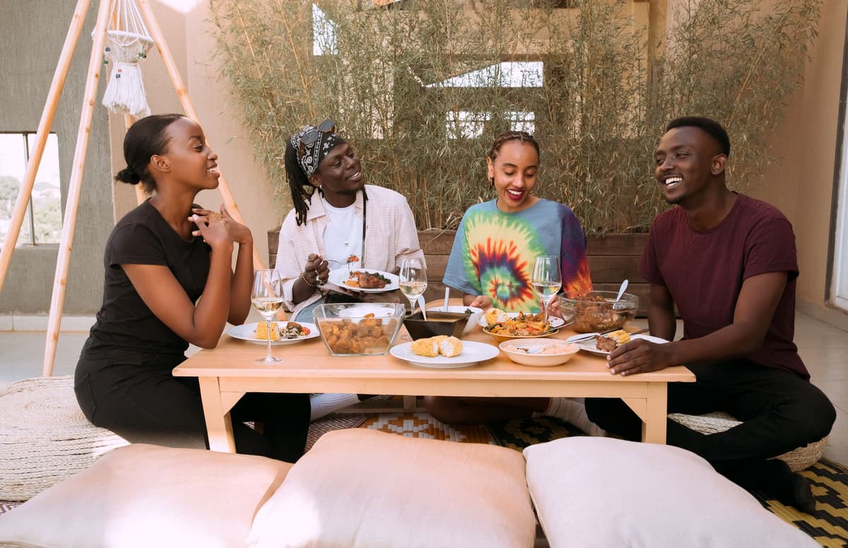 Friends sharing a healthy meal together