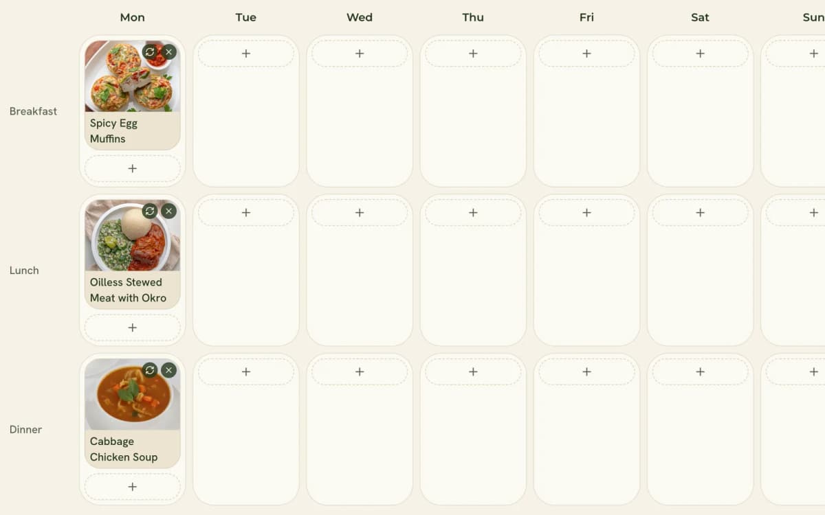 Meal Planner in the Healthyish app