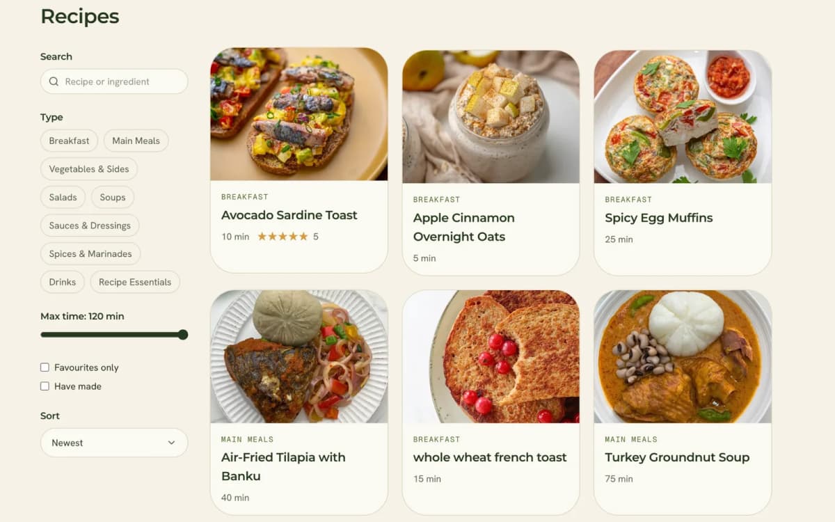 Recipe Library in the Healthyish app