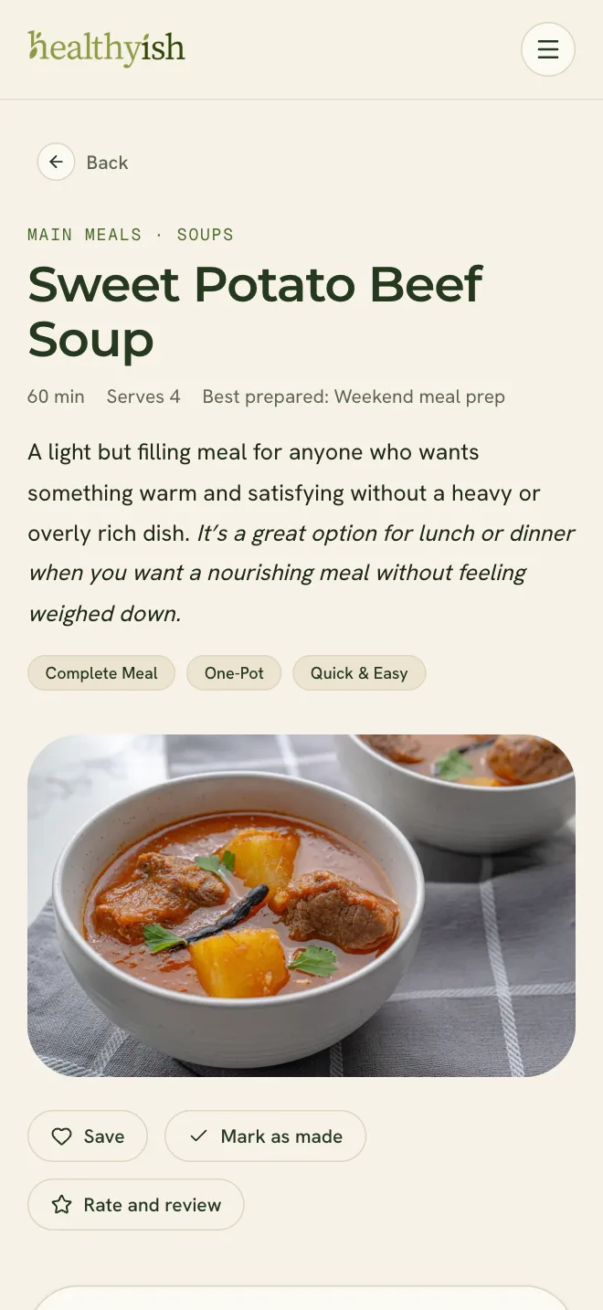 A Healthyish recipe on a phone